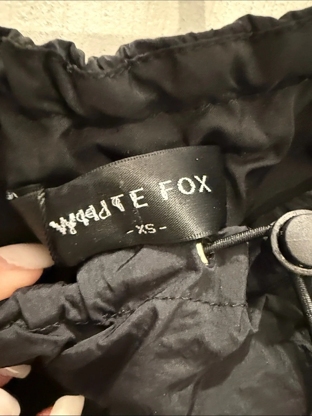 White Fox Boutique Black Drawstring Mini Skirt. Size xs